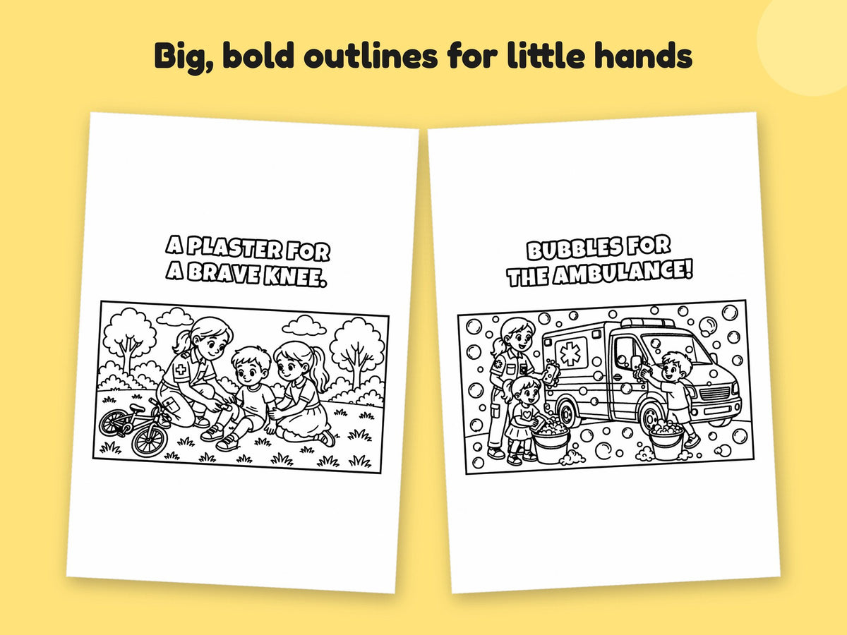 My Mummy is a Paramedic – Printable Colouring Book: close-up of colouring pages