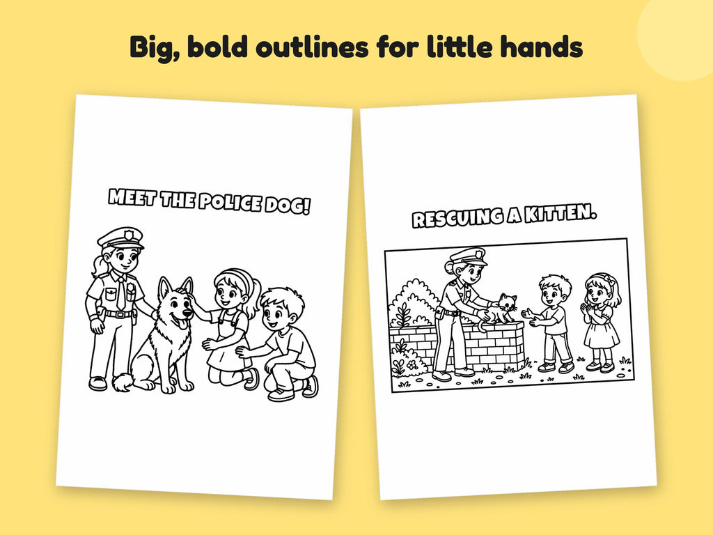 My Mummy is a Police Officer – Printable Colouring Book: close-up of colouring pages
