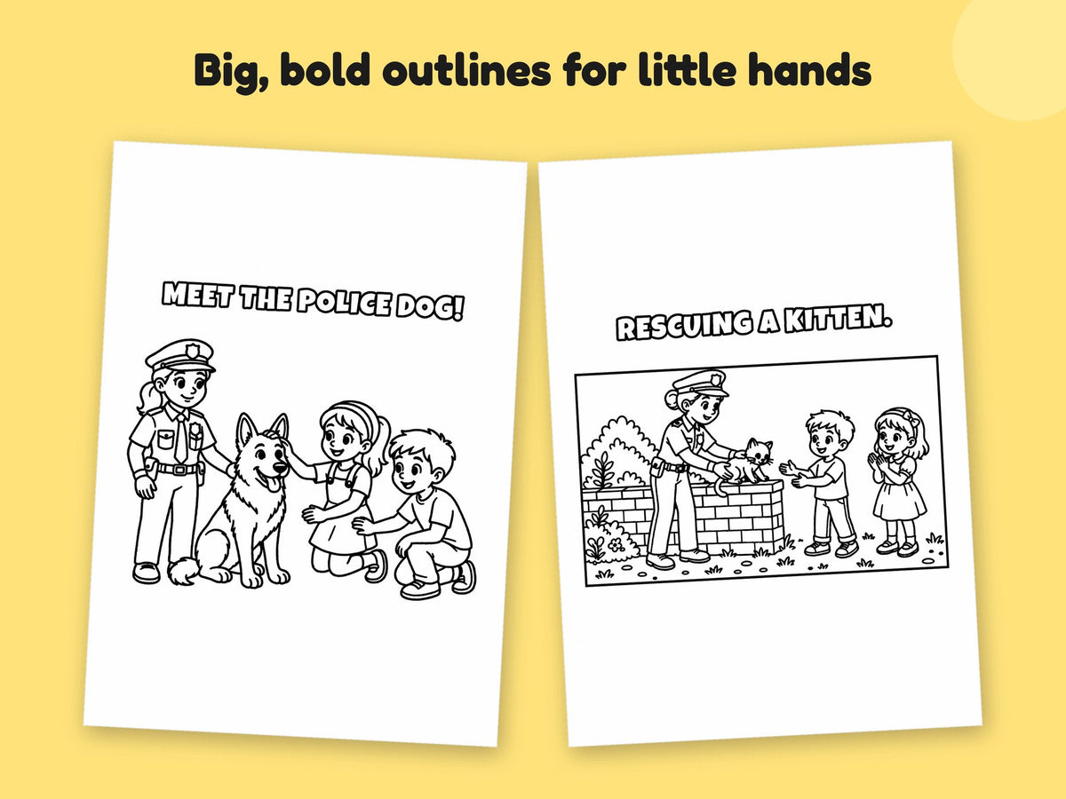 My Mummy is a Police Officer – Printable Colouring Book: close-up of colouring pages