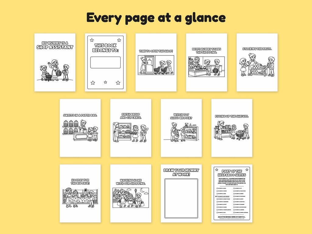 My Mummy is a Shop Assistant – Printable Colouring Book