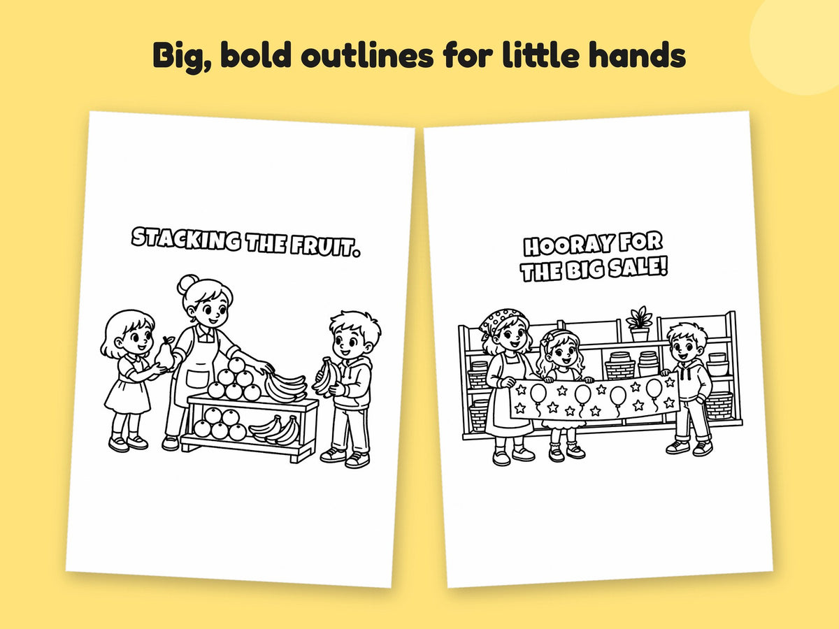 My Mummy is a Shop Assistant – Printable Colouring Book: close-up of colouring pages
