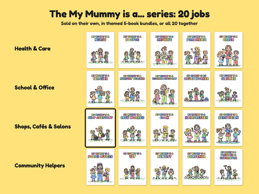 My Mummy is a Shop Assistant – Printable Colouring Book: the full series