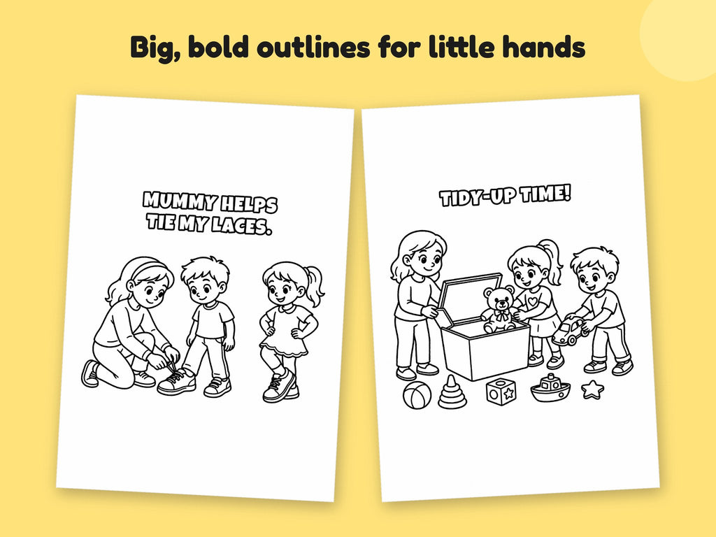My Mummy is a Teaching Assistant – Printable Colouring Book: close-up of colouring pages