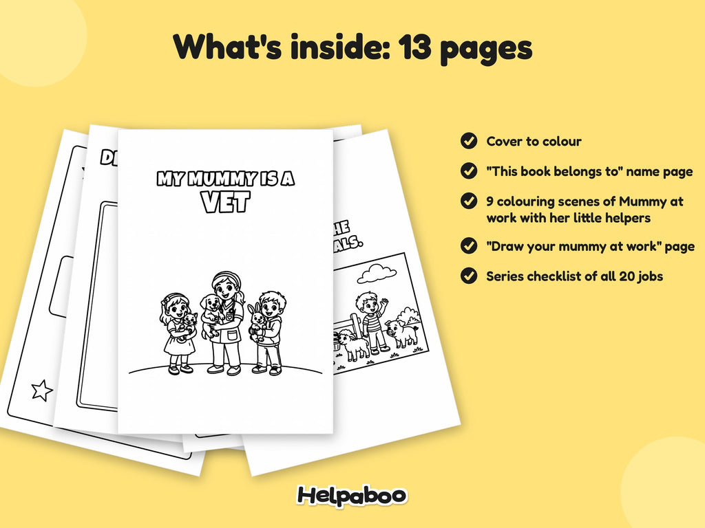 My Mummy is a Vet – Printable Colouring Book: what's inside