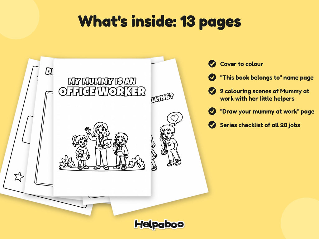 My Mummy is an Office Worker – Printable Colouring Book: what's inside