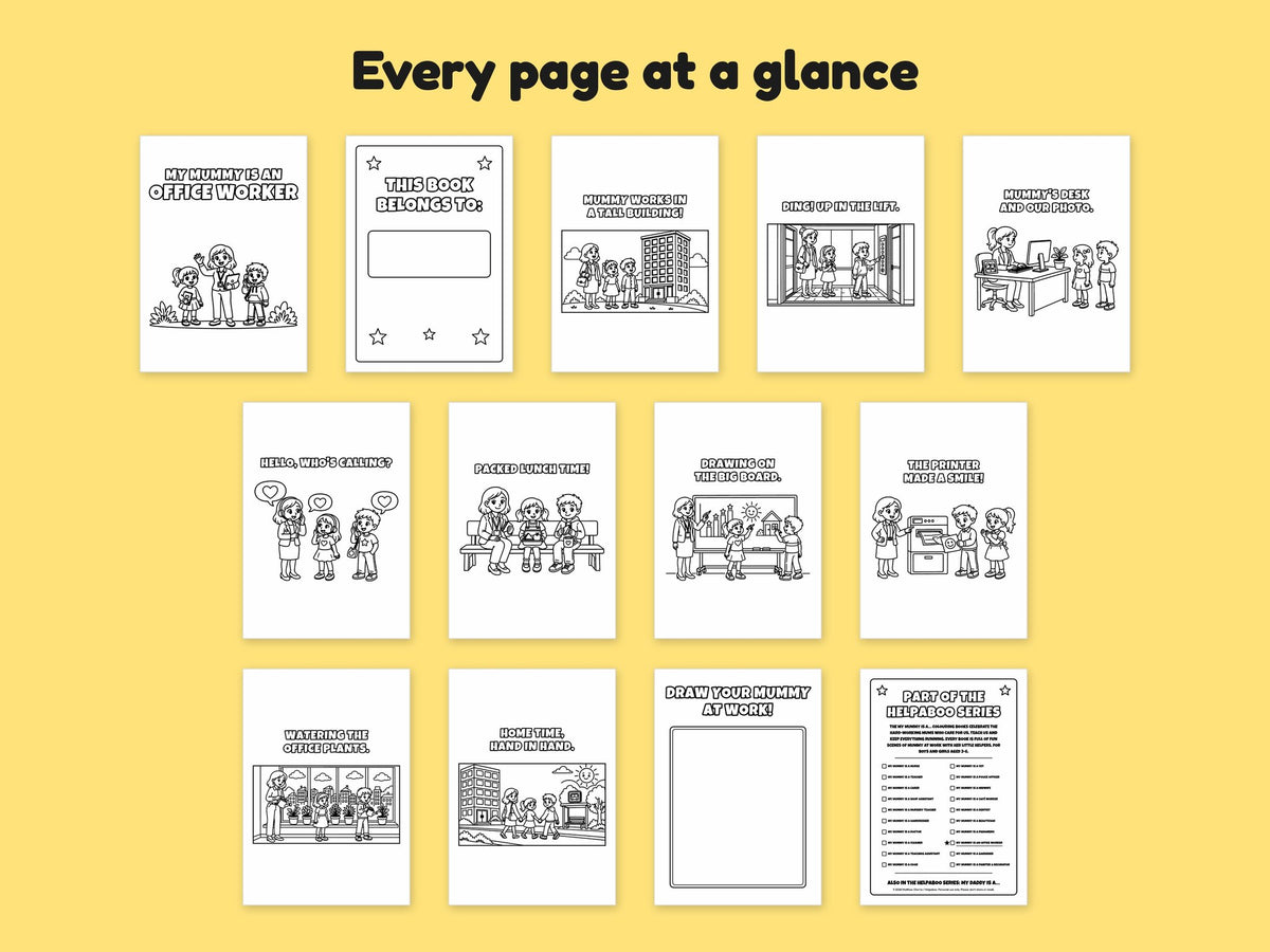 My Mummy is an Office Worker – Printable Colouring Book: every page at a glance